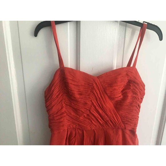 J Crew Dress Silk Chiffon Red Coral Size 6 - Picture 4 of 4